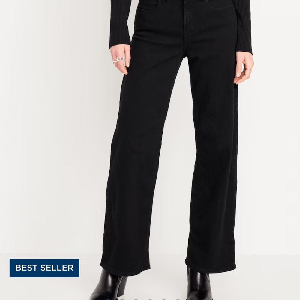High-Waisted Wow Wide-Leg Black Jeans